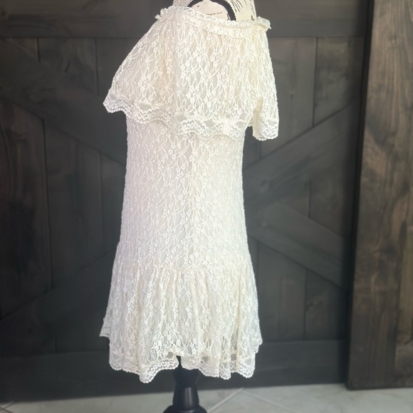 Ivory Lace Off-Shoulder Midi Dress with Liner & Double Layer Lace Breast NWOT - Picture 2 of 6